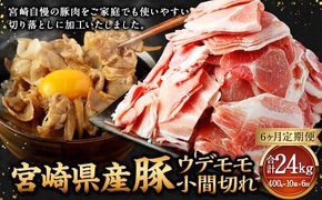 【6ヶ月定期便】＜宮崎県産豚 ウデモモ 小間切れ 400g×10袋（10袋×6回）＞ お申込みの翌月下旬頃に第一回目発送（12月は中旬頃） 豚肉 お肉 肉 新生活応援 卒業祝い 就職祝い 入学 卒業 お花見 引越し【c1381_mc_x3】