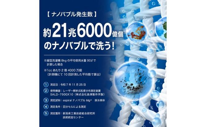 【日本製】洗濯機アダプター『espiralナノバブルMg+』　洗濯の常識を水から変える マグネシウム×ナノバブル Wの洗浄力 日本製 皮脂汚れ・加齢臭・部屋干し臭カット 洗濯槽キレイ 東京都 墨田区