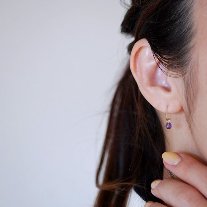 【ジュエリー】K10 イエローゴールド  アメシスト 揺れる ピアス 保証書付 SR-2222 242-002-b