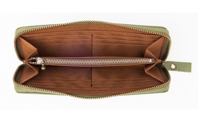 豊岡工房 牛革 ラウンド長財布（4379）オリーブ / 長財布 ユニセックス 柔らかい シュリンク牛革 大きく開く 中が見やすい メンズ レディース 財布 さいふ サイフ 国産 日本製 小田清株式会社