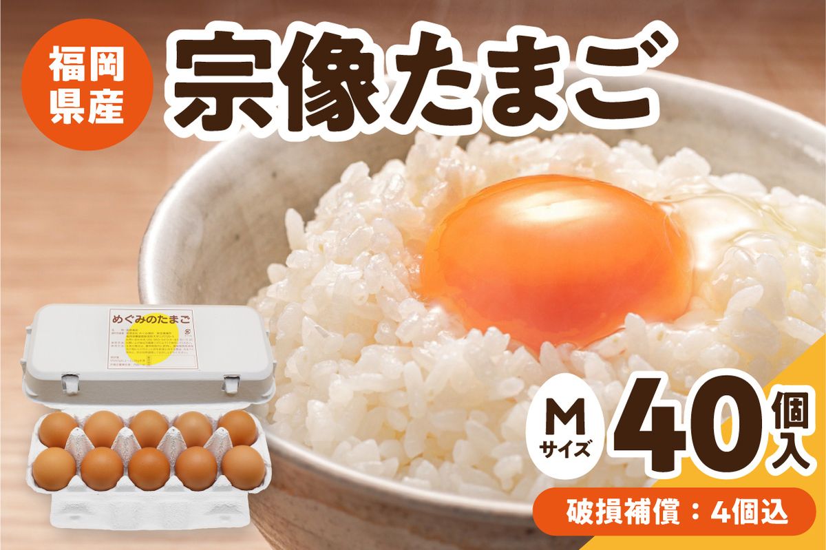 新鮮 赤卵「宗像たまご」Mサイズ 40個(36個+補償4個)[JAほたるの里]_AS2098-00 たまご 卵 赤卵 Mサイズ 福岡県宗像市 宗像市 福岡 宗像