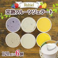 北海道 Ruhiel 完熟フルーツジェラート 120ml 6個セット アイス 詰め合わせフルーツ 果物 牛乳 自家製 スイーツ ジェラート パーティー お取り寄せ ギフト デザート ルヒエル 倶知安町 お菓子 
