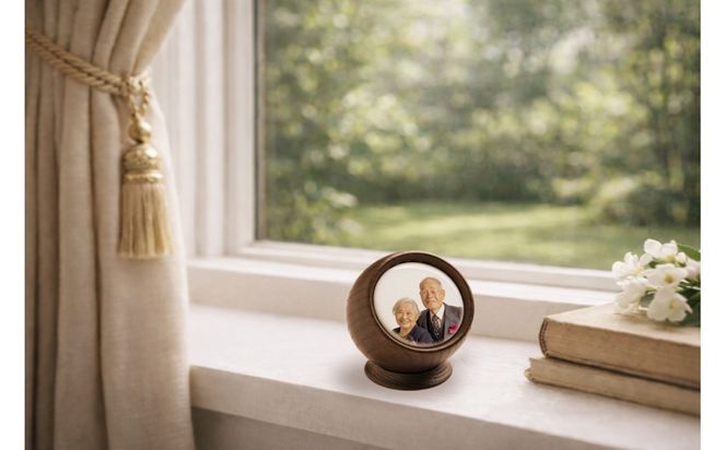 手元供養にも使える写真陶板付き宝物入れ「たまてまり」 141305_NH01