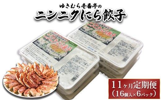 【11ヶ月定期便】ゆきむら壱番亭のニンニクにら餃子6パック(96個入り) ※離島への配送不可