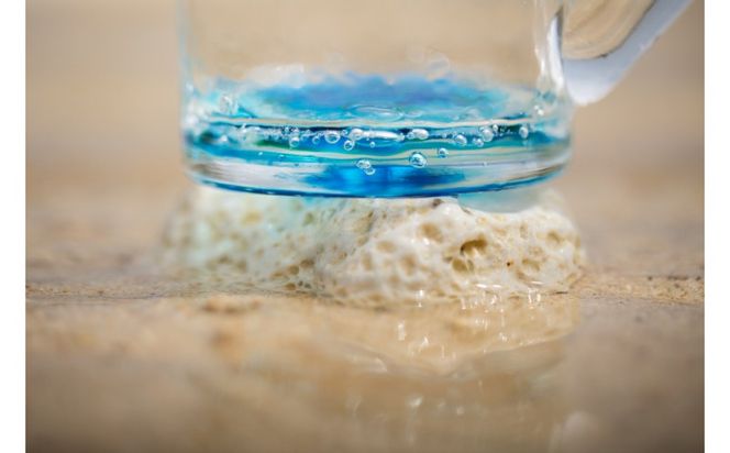 沖縄吹きガラス　青色ガラス果実の装飾木 沖縄吹きガラス 青色ガラス果実の装飾木 沖縄吹きガラス 青色