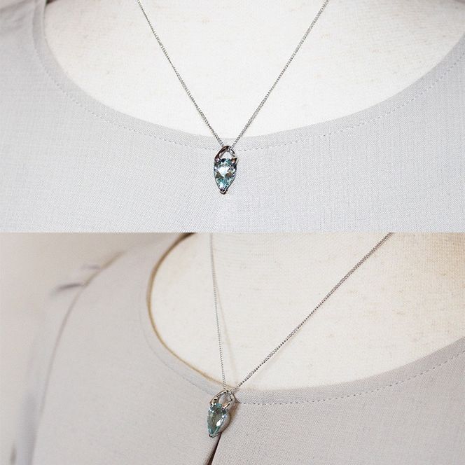アクアマリン ペンダント 3.0ct K10WG （24073）　BR-44