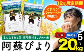 【12ヶ月定期便】訳あり 選べる 白米 無洗米 5kg 10kg  15kg  20kg 熊本県産 阿蘇びより《お申込み翌月から出荷》 お米 コメ こめ 国産 熊本県 南阿蘇村 阿蘇 びより---mna_abytei_5kg_138000_mo12_h---