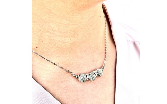 組紐ネックレスミニ小田巻3個八千代銀 hrkz0021-2