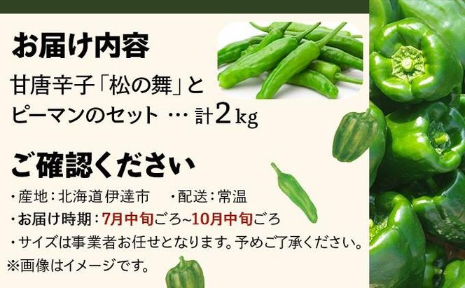 ＜先行予約＞北海道伊達産 大滝農園 甘唐辛子「松の舞」・ピーマン セット 約計2kg 野菜