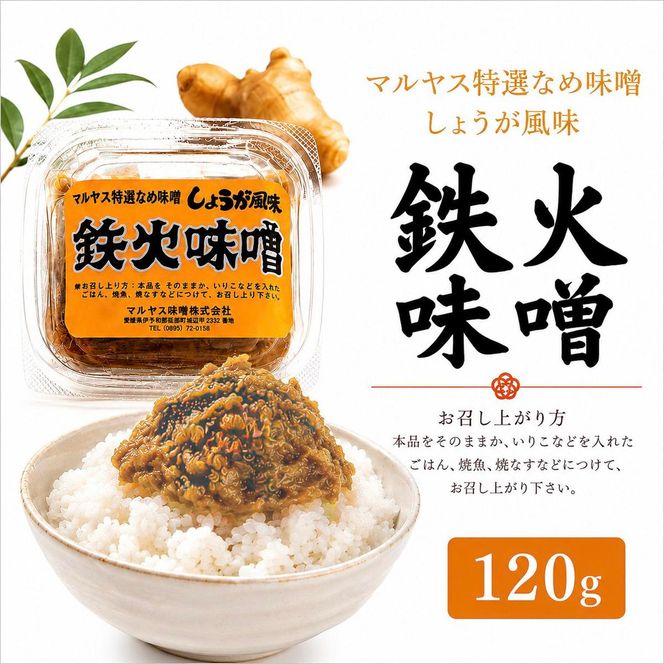 鉄火みそ120g 4パック 味噌 おかず味噌 はだか麦 生姜 しょうが 国産 甘口 老舗 発酵食品 健康 国産 無添加 老舗 人気 おすすめ 調味料 田楽 発酵食品 ギフト 贈答 愛媛県 愛南町 マルヤス味噌