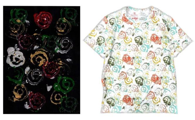 Tシャツ 感覚刺激Tシャツ 01KURO 洋服 ファッション 総柄Tシャツ プレゼント 手書き 絵画 アート作品 通気性 柔軟性 日本製 福祉施設 ワークショップ 東京都 墨田区