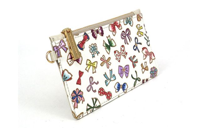 【文庫屋大関】すっきりカードケース　プチリボン【皮革工芸品】 ファッション小物 雑貨 フラグメントケース 小銭入れ付き 収納 スマート 日本製 りぼん 