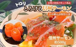 サーモン 生食用 信州サーモン (虹鱒×ブラウントラウト) 約500g スライス 刺身 生 鮭