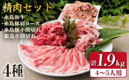 牛肉 豚肉 鶏肉 日常使いの精肉セット 1,930g 4～5人前 4種《糸島》【糸島ミートデリ工房】 [ACA196]