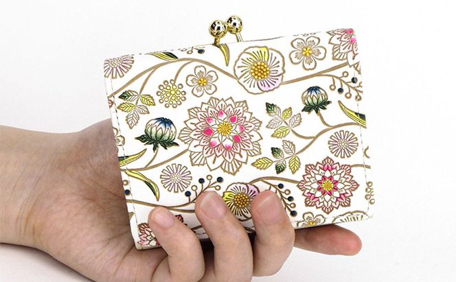 【文庫屋大関】三つ折りミニ財布　ダリア（ベリーピンク）【皮革工芸品】 ファッション 小物 民芸品 お札 カード 小銭 手のひらサイズ コンパクト 大人かわいい 牛革 手作り 国産 