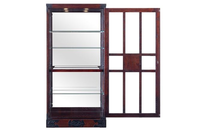 仙台箪笥 キュリオケース 拭き漆塗り KC-563 （お申込書返送後1ヵ月〜6ヵ月程度でお届け） 工芸品 伝統|06_kyk-840301