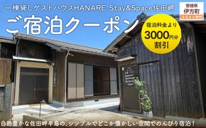 愛媛・西宇和・佐田岬　一棟貸しゲストハウスHANARE Stay&Space佐田岬 ご宿泊クーポン3,000円分 IKTAQ002