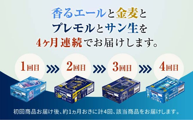FK7-0530_【4回定期便】サントリービール4種のバラエティ定期便 ザ・プレミアム・モルツ香るエール/金麦/ザ・プレミアム・モルツ/サントリー生ビール 熊本県 嘉島町 ビール
