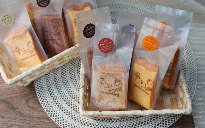 伊賀米コシヒカリ米粉シフォンケーキとシフォンケーキ 11個アソート詰合せ（おまかせ） mnma0001