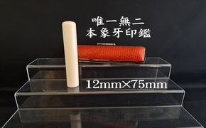 高級本象牙印鑑　長丈（選べる印鑑ケース　印伝柄またはトカゲ（赤・黒）ケース　別珍ケース付き）12.0mm×75.0mm　はんこ ハンコ 実印 銀行印 認印 オーダー