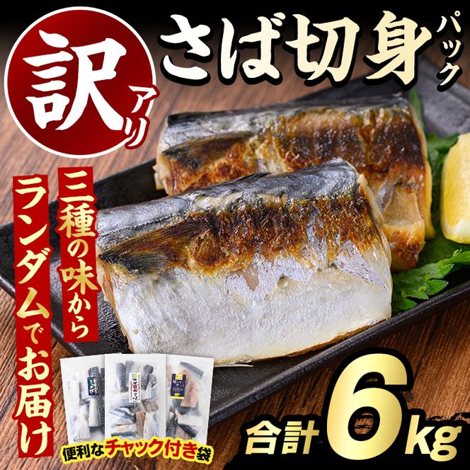 訳あり・傷あり ご家庭用さば切身パック(合計6kg) 大容量 サバ 鯖 海産物 海鮮 おかず 惣菜 焼き魚 切り身 ジップロック チャック付き袋 小分け 簡単調理 【グローバルフーズ】akn061-35
