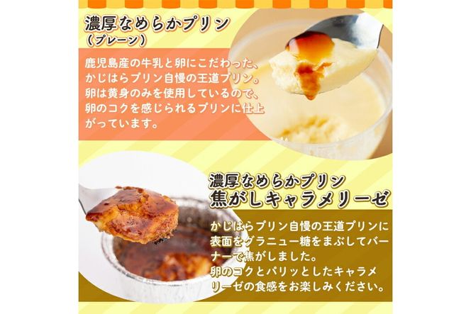 a529 選べる冷凍プリン！濃厚なめらかプリン各種合計10個(プレーン＆焦がしキャラメリーゼ計10個・プレーン10個・キャラメリーゼ10個)【かじはらプリン】姶良市 鹿児島県産 手づくり プリン専門店 ぷりん スイーツ おやつ デザート 洋菓子 冷凍 長期保存