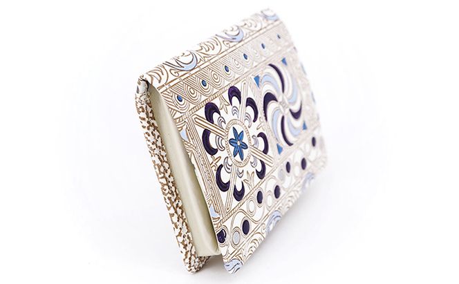 【文庫屋大関】箱まち小銭入れ　錦紗＜紫＞【皮革工芸品】 ファッション小物 財布 民芸品 