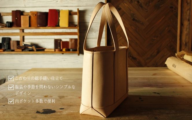 伊賀牛革トートバッグ＜ステッチ：色選択可＞ work0004