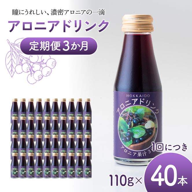 アロニアドリンク 果汁30％ 110g×40本 定期便 3か月 アロニア ドリンク アロニアジュース 北海道産 ポリフェノール アントシアニン 目の健康 スーパーフルーツ 健康 健康飲料 果汁飲料 ヨーグルトソース 美容 健康 沼田町 n-0217