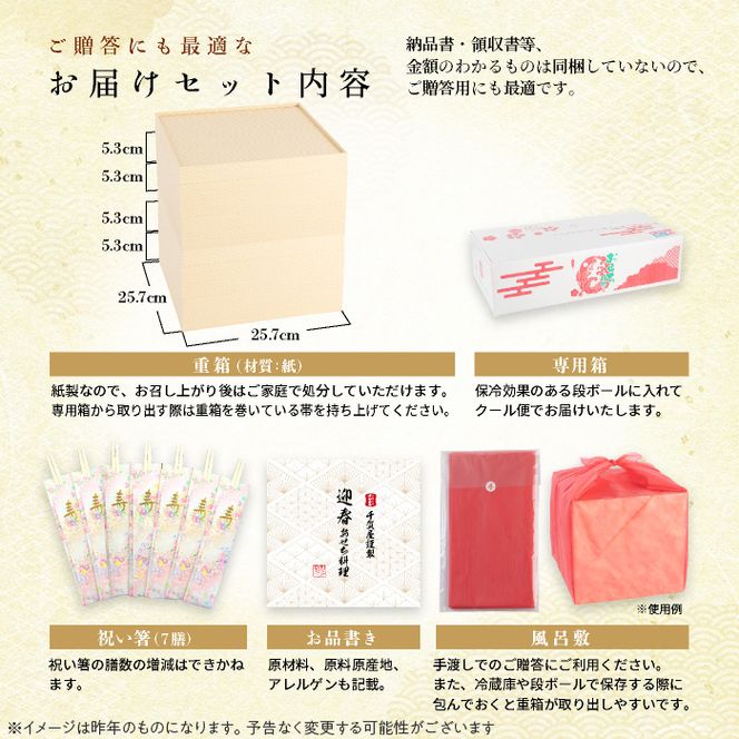 【早期限定寄附額】千賀屋謹製 2027年 迎春おせち料理「千ノ幸」和風与段重 6～7人前 全58品 冷蔵 ［035S17］ おせち 2027 おせち料理 小牧市 年内配送 年内発送 お節 冷蔵 冷蔵おせち 人気 新春