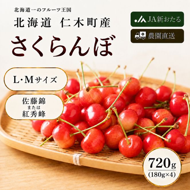2027年発送 北海道 仁木町産  7月旬 さくらんぼ 720g （180g×4） Ｍ・Ｌサイズ サクランボ チェリー フルーツ 果物 果物類  仁木町 仁木 [JA新おたる]