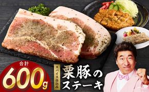 G3443 栗豚 ステーキ 600g【オリジナルスパイス仕込み 小分け 1パック2枚入 300g×2P 豚肉 焼くだけ お試し】