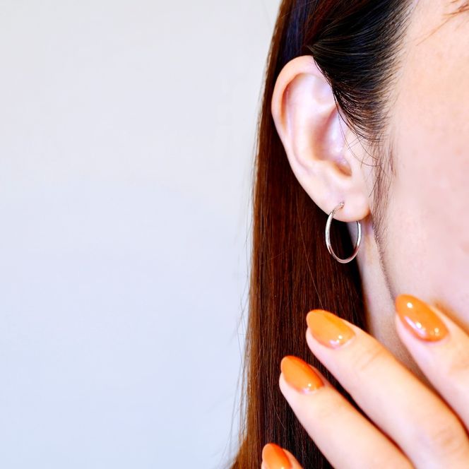 K14WG ホワイトゴールド 地金 パイプ フープ 定番 ピアス（直径20mm) 保証書付 KO-0079 SWAD106