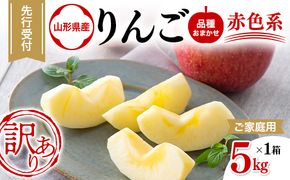 FYN6-598 ご家庭用 山形県産 品種おまかせ りんご 赤色系 約5kg 2026年10月中旬から順次発送 果物 くだもの フルーツ 林檎 リンゴ アップル 秋果実 生産者支援 農業者支援 支援品 自宅用 家庭用 訳アリ ワケアリ 山形県 西川町 月山