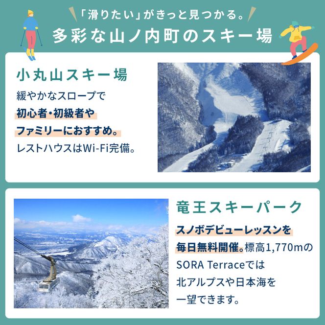 信越自然郷スーパーバリューチケット 共通リフト券(5枚綴り券) スキー スノボ 長野 新潟 国内 最大級 スキー場 食事券 温泉 入浴 特典 ウインタースポーツ