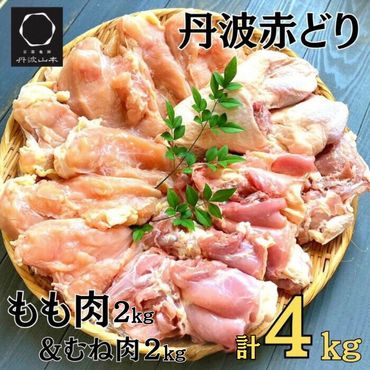 丹波赤どり もも肉&むね肉 4kg セット(各2kg)京都亀岡丹波山本 [鶏 鶏肉 モモ モモ肉 ムネ ムネ肉 業務用 訳あり]