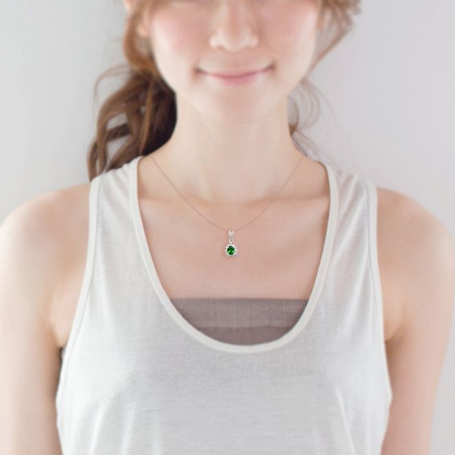 グリーンガーネット ペンダント 0.3ct K10WG/K10YG (13403) ネックレス ペンダント グリーンガーネット ホワイトゴールド イエローゴールド ダイヤモンド ジュエリー アクセサリー 山梨県 甲斐市 BR-87