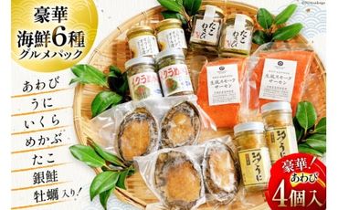 海鮮 セット 6種グルメパック2 蝦夷あわび 2個入×2 汐うに 65g×2 イクラめかぶ 130g×2 たこわさび 150g×2 生風スモークサーモン 200g×2 三陸カキのオリーブオイル 90g×2 [たみこの海パック 宮城県 南三陸町 30ae0031] 冷凍 アワビ ウニ イクラ タコ カキ