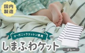 099H3817 しまふわケット 1枚 グレー【国産 日本製 タオルケット シングル 寝具 オーガニックコットン 綿100%】