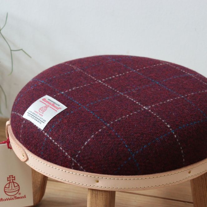 まぁるいスツール【ボルドー】 子供 椅子イスキッズ HARRIS TWEED（ハリスツイード) Z126VC02