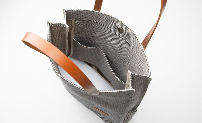 【J-254】ｋｉｉ工房　帆布かばん　スクエアートート２L　千鳥柄【高島屋選定品】