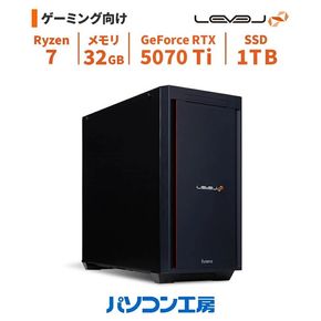 パソコン工房 4年間物損保証 ミドルタワーゲーミングPC Ryzen 7/5070 Ti/No.367 322032_EE100