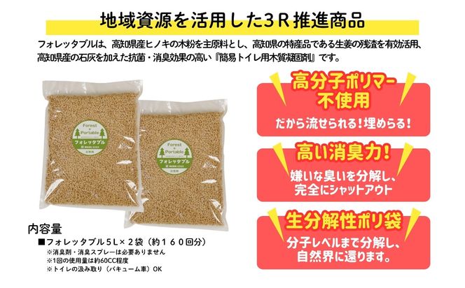 フォレッタブル　介護仕様　5L×2袋（簡易トイレ用木質凝固剤）