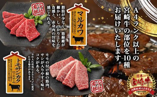 宮崎牛食べ比べ10種盛り焼肉セット≪みやこんじょ快速便≫_17-3102-R_(都城市) 都城産 宮崎牛 A4ランク 焼肉 セット 内モモ カタ トンビ ランプ ラムシン マルシン カメノコ イチボ マルカワ ミスジorトモサンカク 10種類 贈答用 14日以内にお届け  ギャル曽根さんおすすめの牛肉返礼品