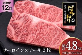 肉 博多和牛 サーロインステーキ 200g 2枚 計 400g 12回 定期便 総計 4.8kg [久田精肉店 福岡県 宇美町 um40bsi440035] 牛 牛肉 サーロイン ステーキ 和牛 ソース ソース付き 福岡県産 冷凍