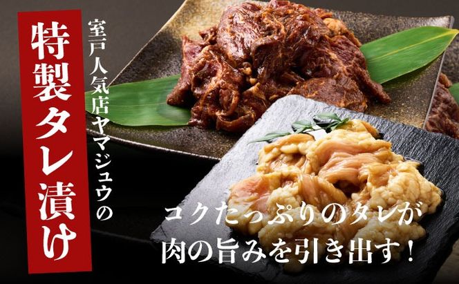 ヤマジュウの特選タレ漬け！牛ハラミ肉＆国産牛ホルモン計８００ｇ【６回定期便】_yj087