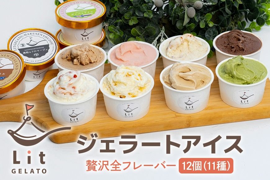 498. 贅沢全フレーバー (個性あふれるフレーバー・定番フレーバー) Lit GELATO 手作りジェラート 12個セット