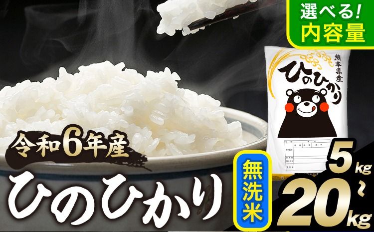 令和6年産 ひのひかり 無洗米 5kg 10kg 15kg 20kg [1月中旬-1月末頃出荷予定] 精米 無洗米 熊本県産(南阿蘇村産含む) 単一原料米 南阿蘇村---mna_hn6_j1_24_10000_5kg_m---