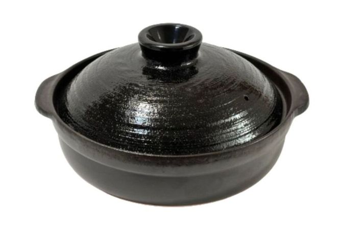 【萬古焼（ばんこやき）】8号 黒土鍋 セラミックコーティング 内山製陶所【土鍋 2～3人用 セラミック 直火用 電子レンジ対応 お手入れ簡単 食洗器対応 三重県 三重 四日市市 四日市 四日市市ふるさと納税 四日市ふるさと納税】