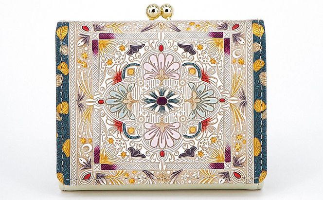 【文庫屋大関】三つ折りミニ財布　黄金のタピ【皮革工芸品】 ファッション 小物 民芸品 お札 カード 小銭 手のひらサイズ コンパクト 大人かわいい 牛革 手作り 国産 